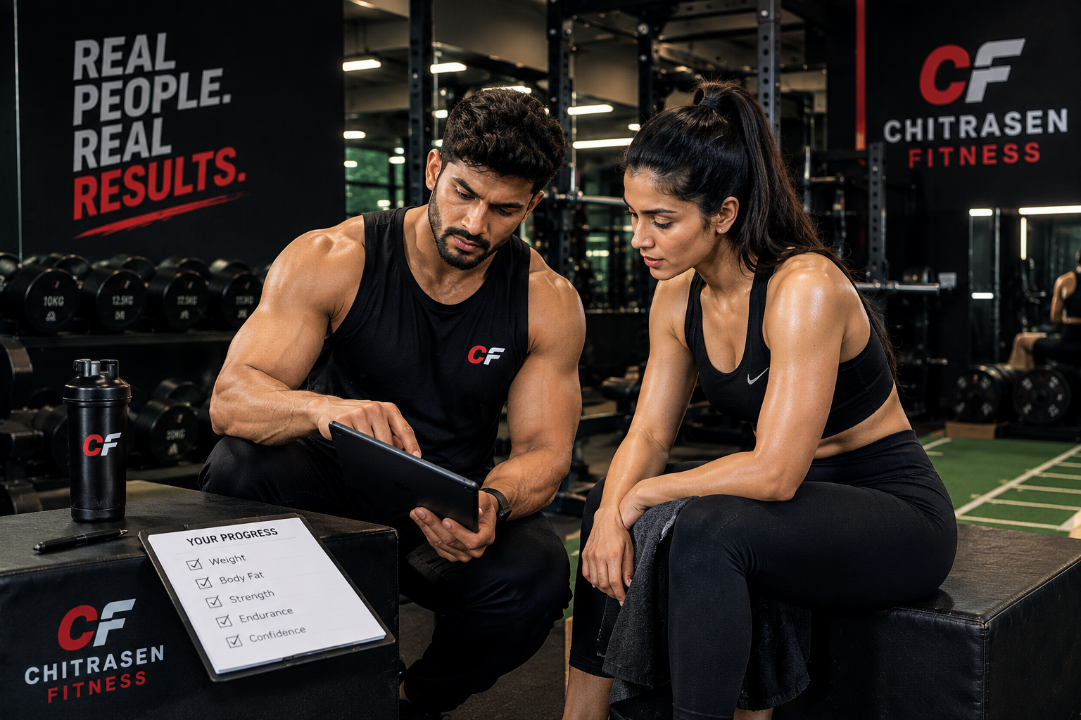 Personal training client progress and fitness results at Chitrasen Fitness