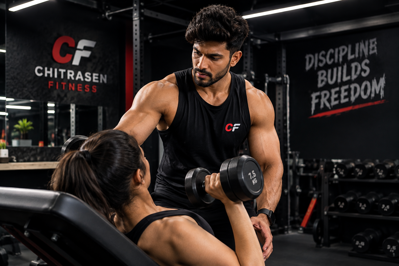 Chitrasen Fitness personal trainer coaching clients with professional trainer